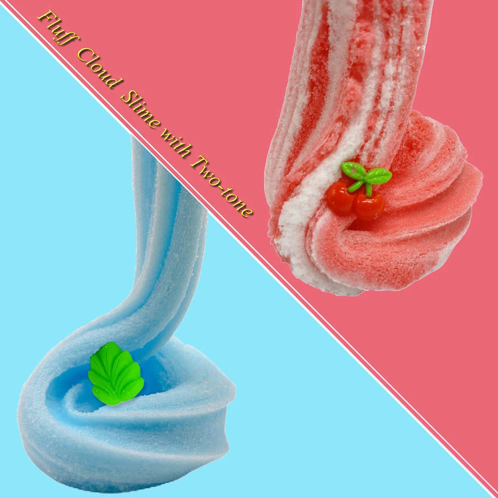 Cloud Slime Kit, 70ml/box with Green leaves and Cherry, DIY Slime Supplies, Stress Relief Toy for Party Favor, Gift and Birthday