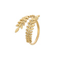 DIEYURO 316L Stainless Steel Leaf Cross Opening Ring For Woman French Elegant 2 Color Wedding Jewelry Holiday Gift Beautiful
