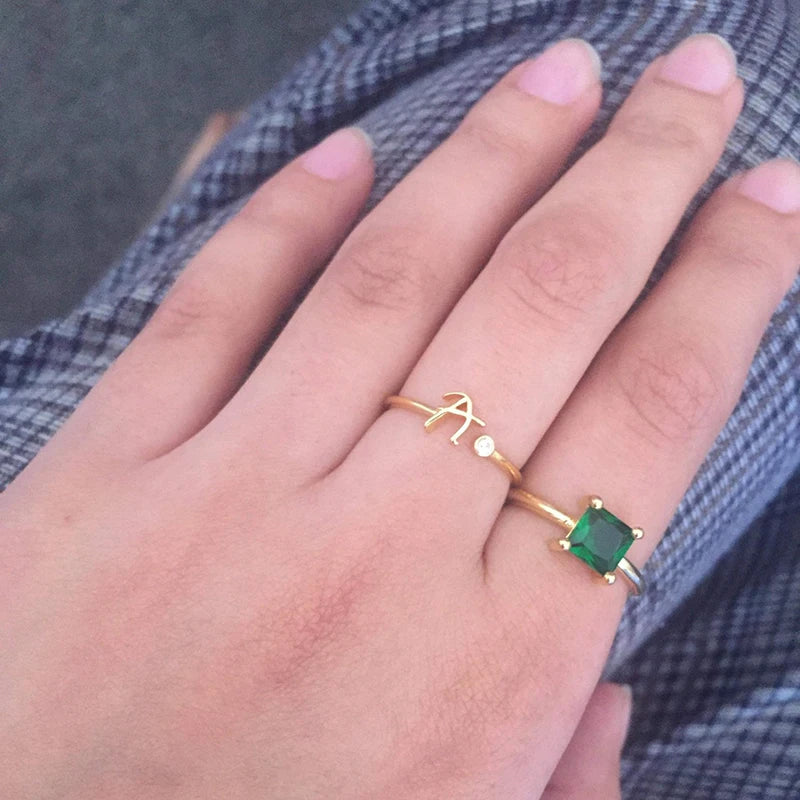 A-Z Initial Rings for Women Open Adjustable Stainless Steel Wedding Ring 2025 Trend Gold Color Couple Jewelry Accessories Gift