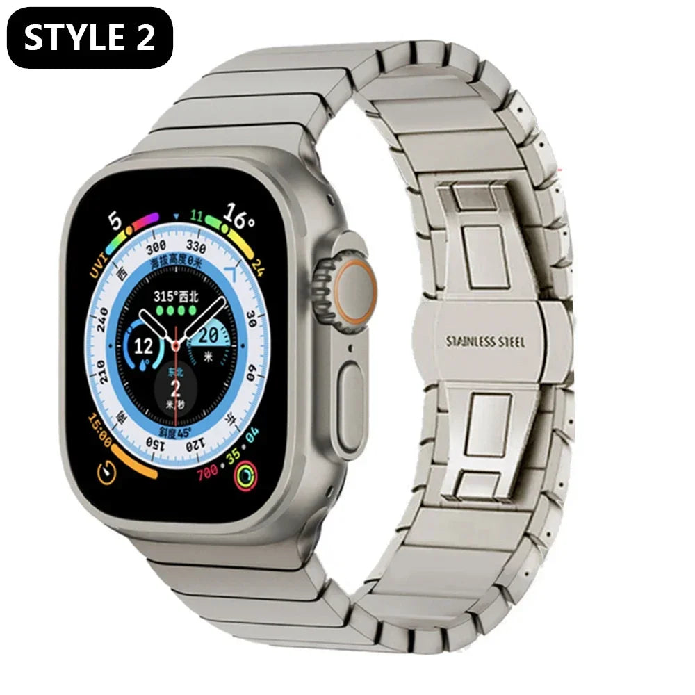 Titanium Color Link Bracelet for Apple Watch Ultra 2 49mm Series 9 8 7 Se 6 5 4 3 2 45mm 44mm 42mm Correa Watch Strap Band Belt