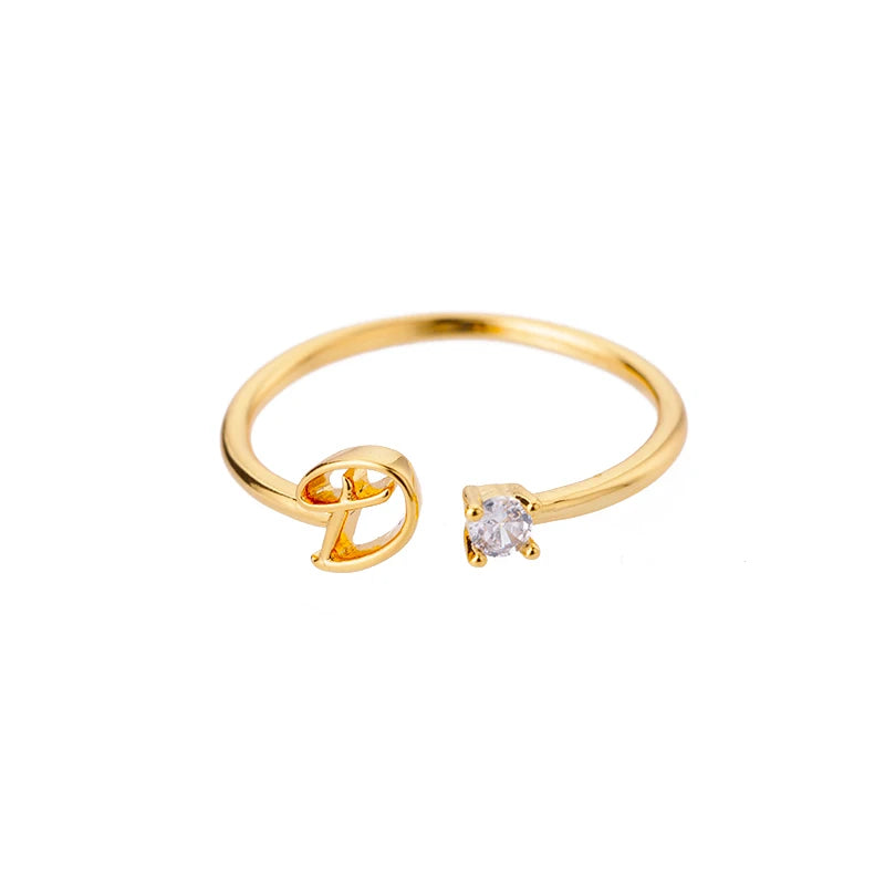 A-Z Initial Rings for Women Open Adjustable Stainless Steel Wedding Ring 2025 Trend Gold Color Couple Jewelry Accessories Gift