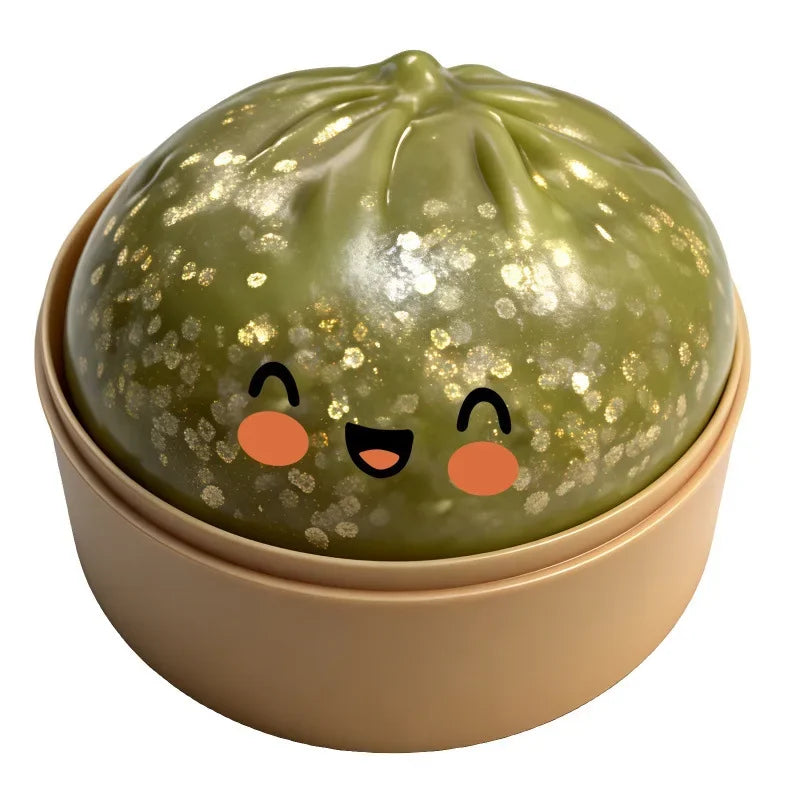 Colorful Dumpling Squishy Stress Relief Toy with Steamer Reusable Dough Ball Squeeze Rebound Sensory Fidget Toy Office Gift