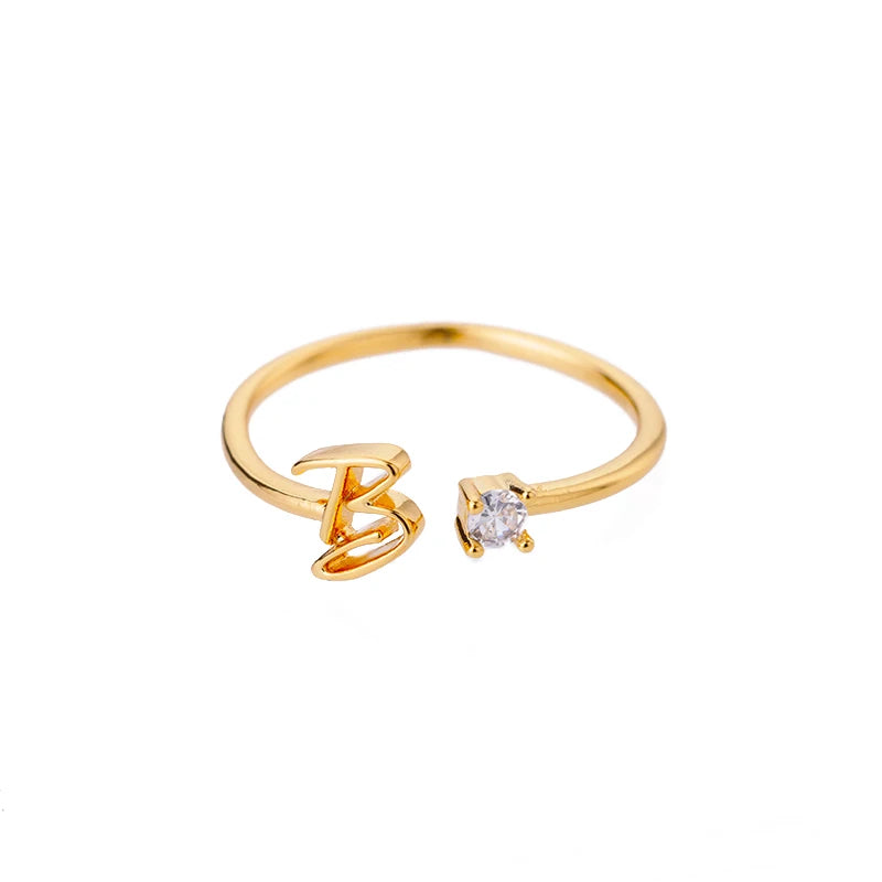 A-Z Initial Rings for Women Open Adjustable Stainless Steel Wedding Ring 2025 Trend Gold Color Couple Jewelry Accessories Gift