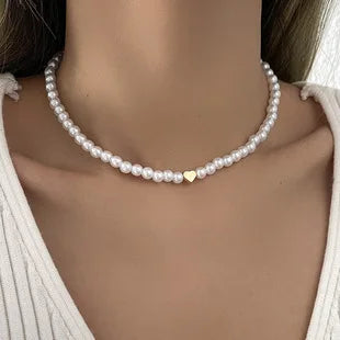 Minimalist Pearl Heart Butterfly Pendnat Clavicle Chain Women Temperament Elegant Jewelry Gifts For Her