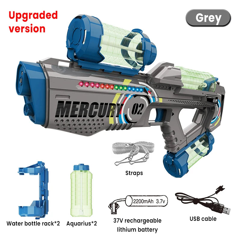 2025 Summer Electric Water Gun Children Toy Fully Automatic Continuous Shooting Water Gun with Sound Effects Luminous Efficacy