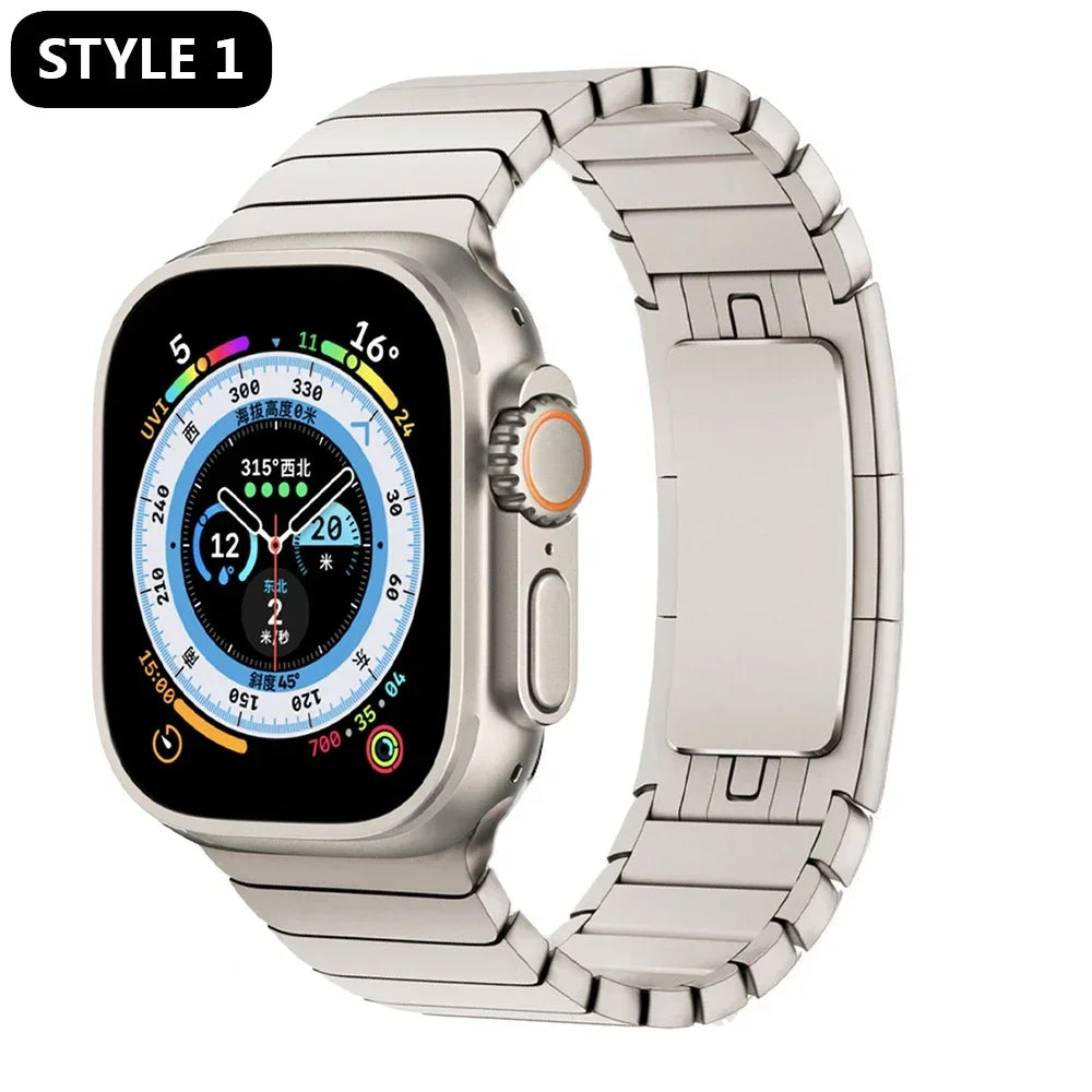 Titanium Color Link Bracelet for Apple Watch Ultra 2 49mm Series 9 8 7 Se 6 5 4 3 2 45mm 44mm 42mm Correa Watch Strap Band Belt
