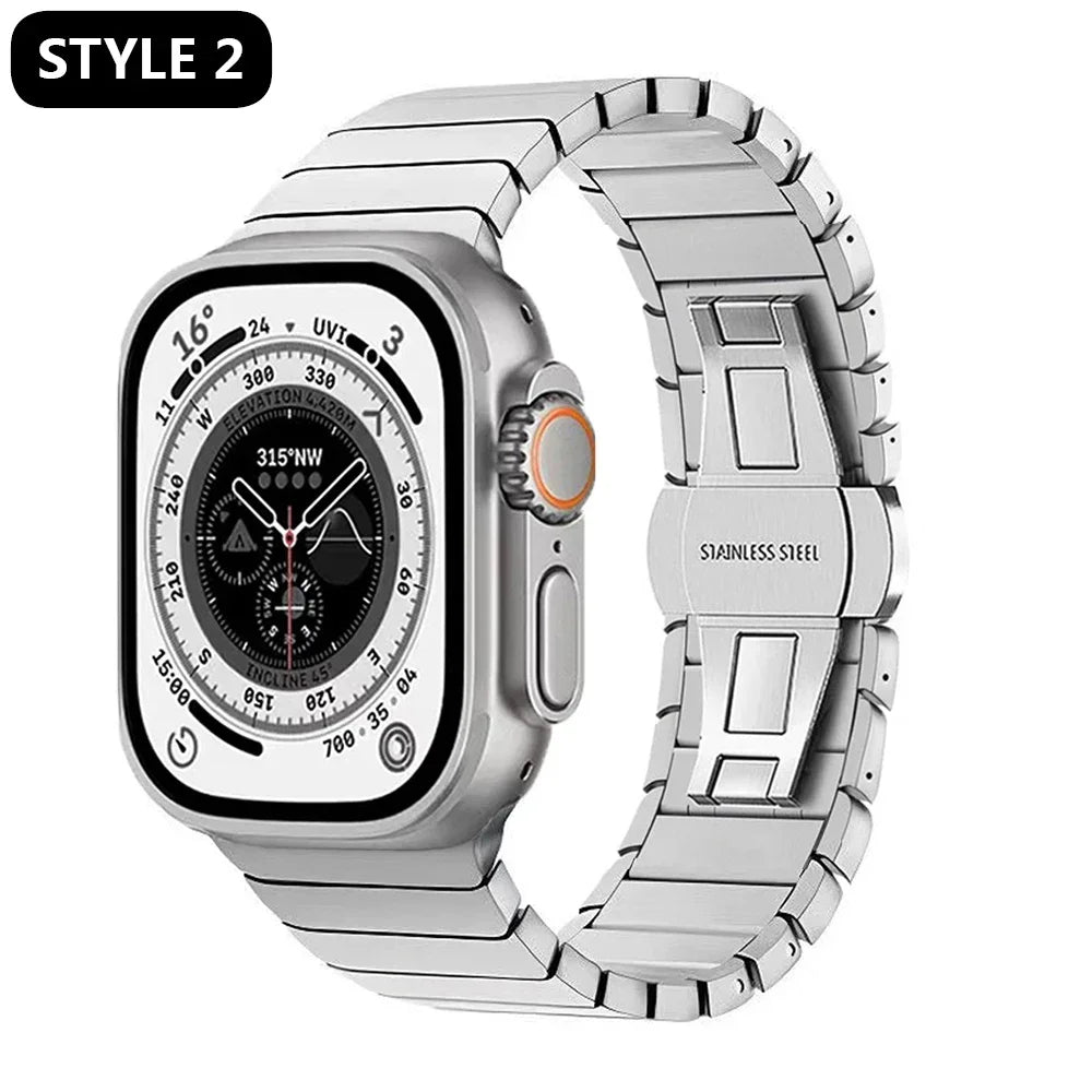 Titanium Color Link Bracelet for Apple Watch Ultra 2 49mm Series 9 8 7 Se 6 5 4 3 2 45mm 44mm 42mm Correa Watch Strap Band Belt
