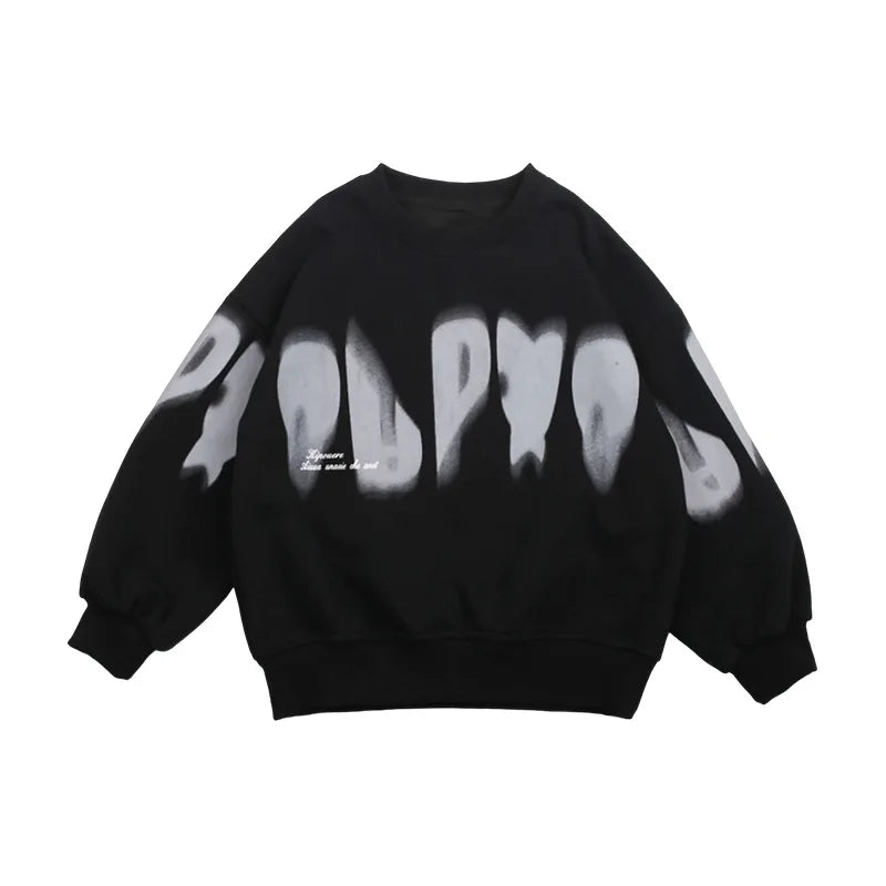 Spring Autumn Boys Cotton Loose Alphabet Printing Sweatshirt School Kids Track Coat Tops Child Workout Pullover Jumper 5-16Years
