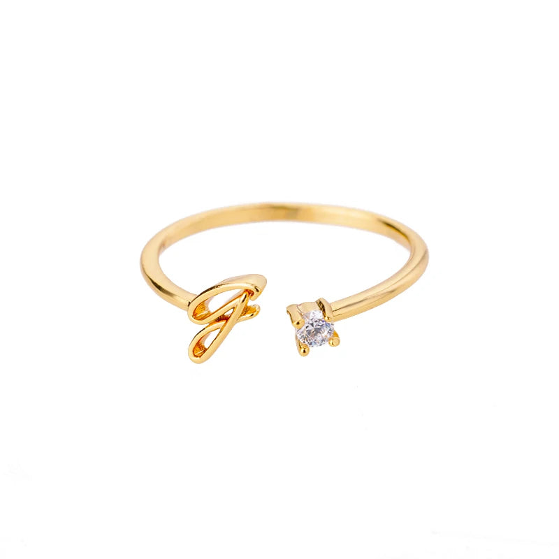 A-Z Initial Rings for Women Open Adjustable Stainless Steel Wedding Ring 2025 Trend Gold Color Couple Jewelry Accessories Gift