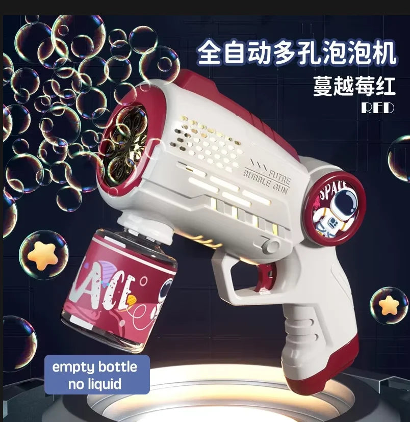 New Porous Astronaut Electric Bubble Gun Kid Toy Bubbles Machine Automatic Soap Blower with Light Summer Outdoor Party Games toy
