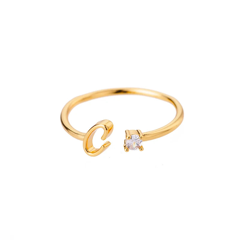 A-Z Initial Rings for Women Open Adjustable Stainless Steel Wedding Ring 2025 Trend Gold Color Couple Jewelry Accessories Gift