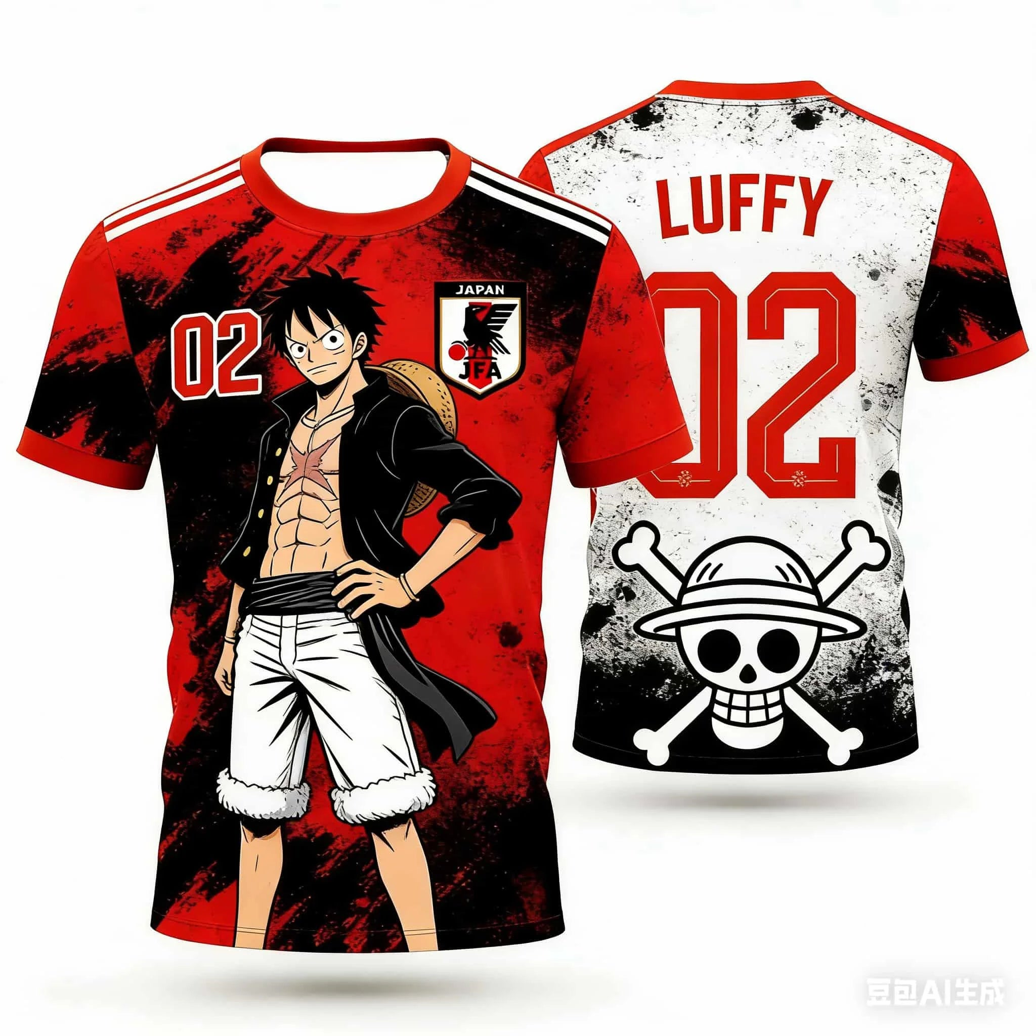 2026 Summer Japan One Piece Luffy Football Jersey Men T-shirt Football Special Jersey Adult Men's Quick-Drying T-shirt