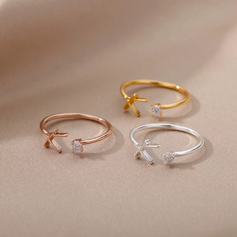 A-Z Initial Rings for Women Open Adjustable Stainless Steel Wedding Ring 2025 Trend Gold Color Couple Jewelry Accessories Gift