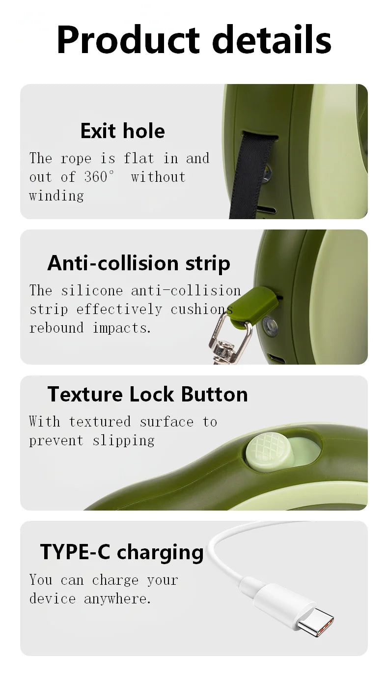 LAISSE POUR CHIEN RETRACTABLE VERT
