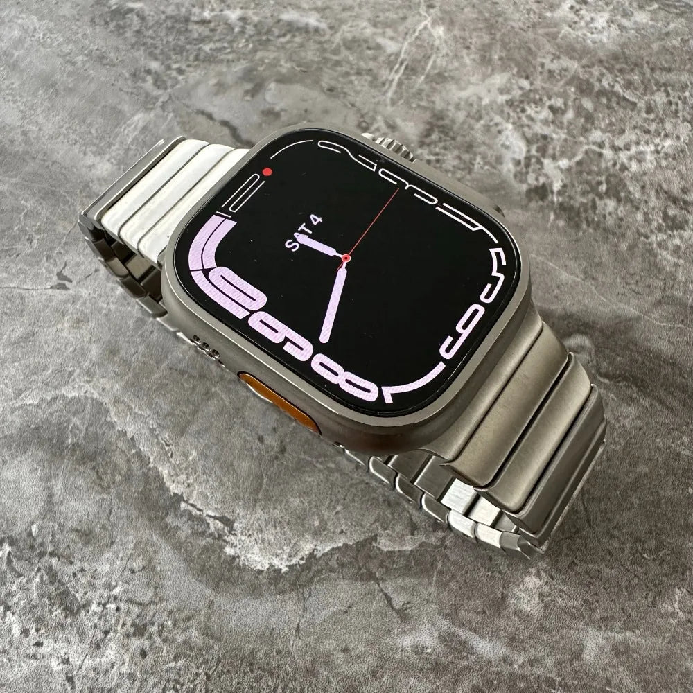 Titanium Color Link Bracelet for Apple Watch Ultra 2 49mm Series 9 8 7 Se 6 5 4 3 2 45mm 44mm 42mm Correa Watch Strap Band Belt