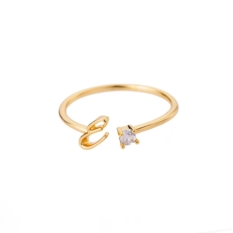 A-Z Initial Rings for Women Open Adjustable Stainless Steel Wedding Ring 2025 Trend Gold Color Couple Jewelry Accessories Gift