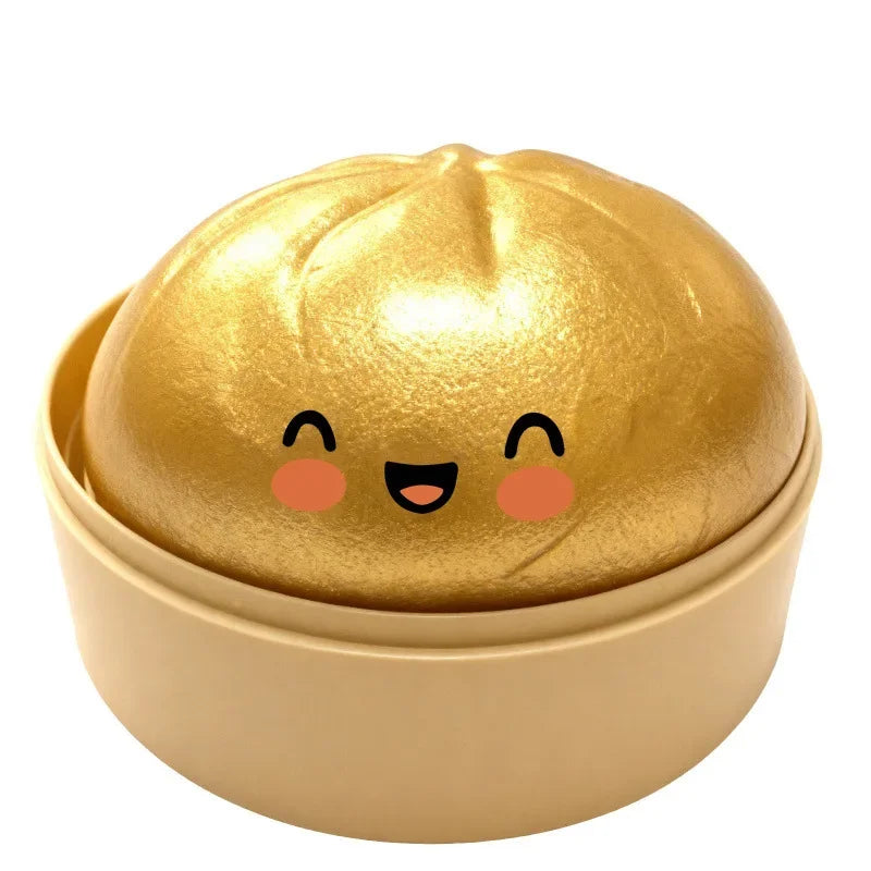 Colorful Dumpling Squishy Stress Relief Toy with Steamer Reusable Dough Ball Squeeze Rebound Sensory Fidget Toy Office Gift