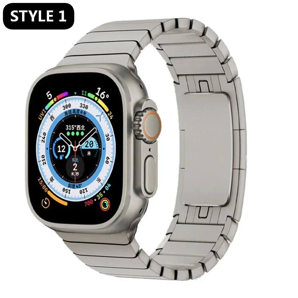 Titanium Color Link Bracelet for Apple Watch Ultra 2 49mm Series 9 8 7 Se 6 5 4 3 2 45mm 44mm 42mm Correa Watch Strap Band Belt