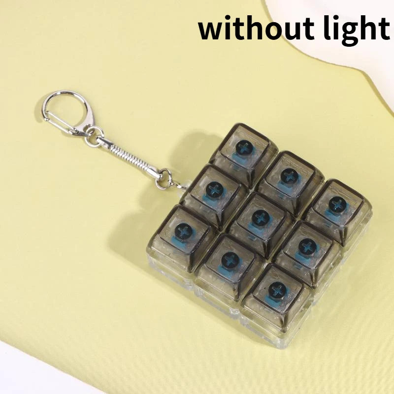 4/9 Keys Mechanical Keyboard Axis Tester LED Keyboard Key Toy Stress Relief DIY Button Keycap Fidget Keychain Toys Gift
