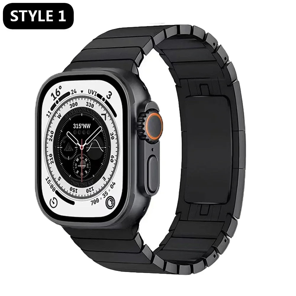 Titanium Color Link Bracelet for Apple Watch Ultra 2 49mm Series 9 8 7 Se 6 5 4 3 2 45mm 44mm 42mm Correa Watch Strap Band Belt
