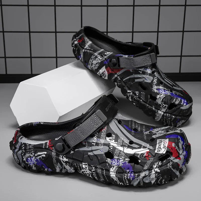 Plus Size 47 Summer Men Sandals Clogs Outdoor Garden Clogs Hole Shoes Male Casual Shoes Water Shoes Comfort Home Soft Slippers