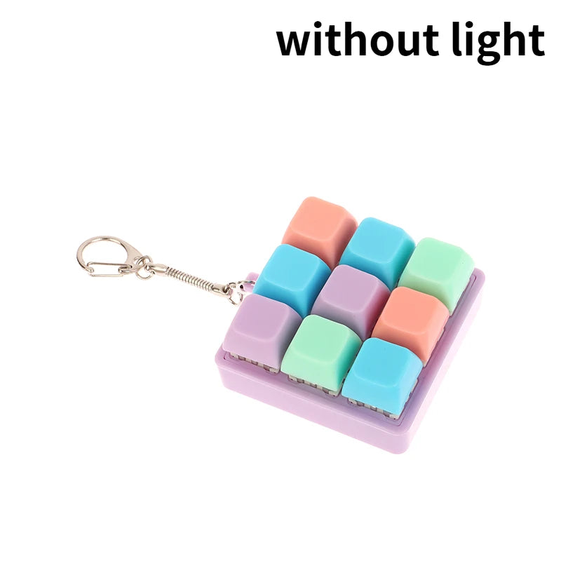 4/9 Keys Mechanical Keyboard Axis Tester LED Keyboard Key Toy Stress Relief DIY Button Keycap Fidget Keychain Toys Gift
