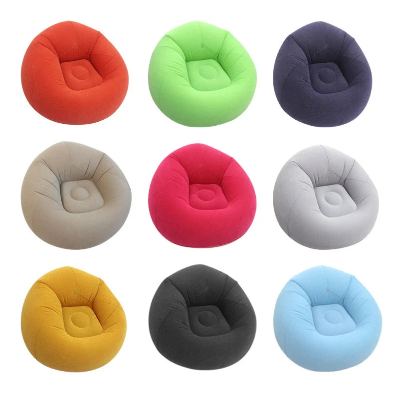 New Flocking Inflatable Lazy Sofa Single Bean Bag Shape Foldable Spherical Inflatable Multicolor Sofa Relaxing Comfortable Home