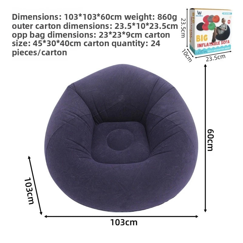 New Flocking Inflatable Lazy Sofa Single Bean Bag Shape Foldable Spherical Inflatable Multicolor Sofa Relaxing Comfortable Home