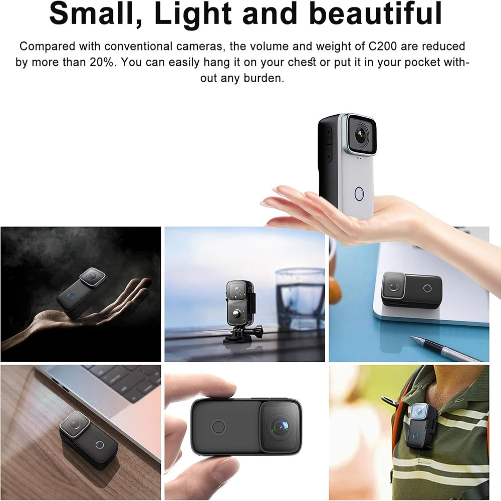 SJCAM C200 Pro 4K Action Camera with Portable Body 5M Waterproof FHD GYRO Video Body 5G WiFi Night Vision