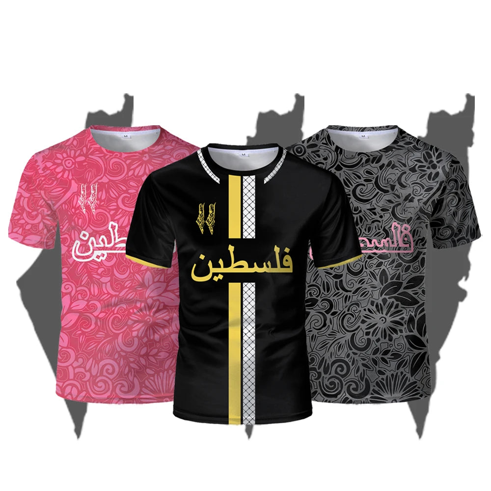 Palestine Football Jersey T Shirts Adult & Kids Light Luxury Digital Printed Soccer Uniforms Summer Mens Palestinian Flag Tees