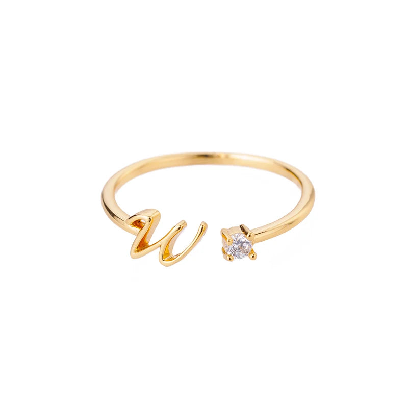 A-Z Initial Rings for Women Open Adjustable Stainless Steel Wedding Ring 2025 Trend Gold Color Couple Jewelry Accessories Gift