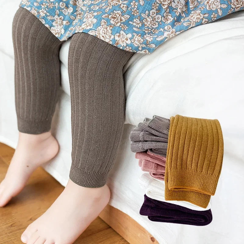 Kids Girl Knitted Pants Solid Leggings For Girls Tights Casual Children's Trousers Pantyhose For Girls Autumn Spring New