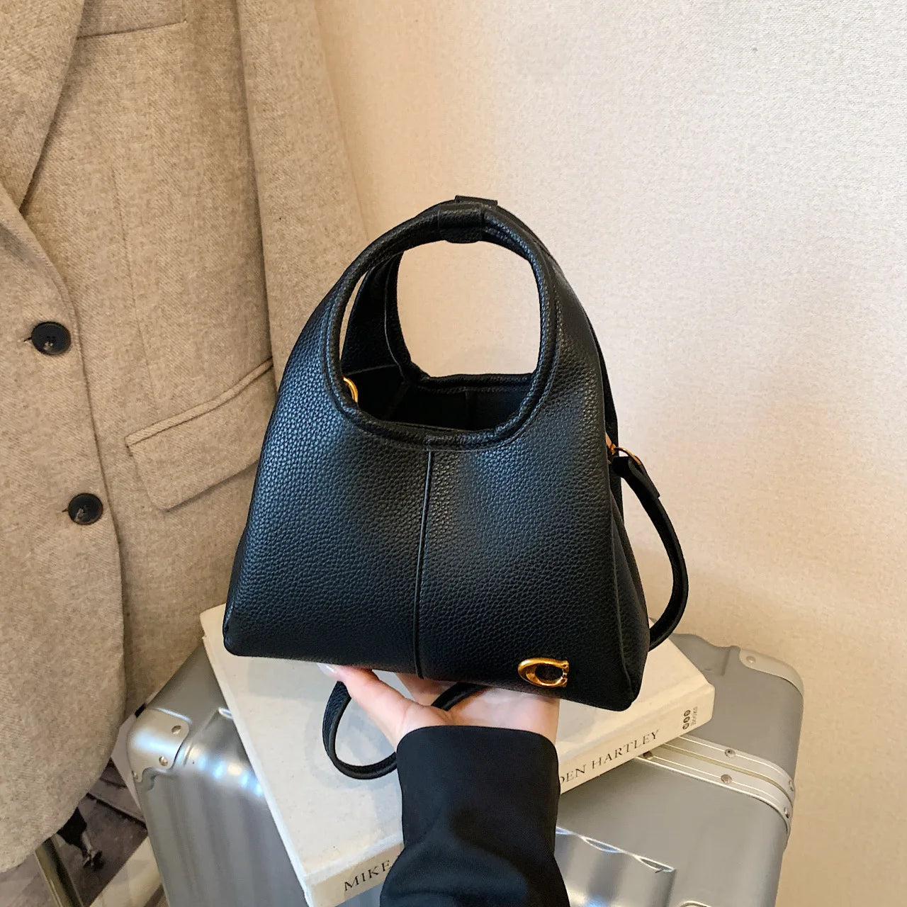 Sac seau en daim style coréen pour femme, sac à bandoulière décontracté, nouvelle collection printemps 2026