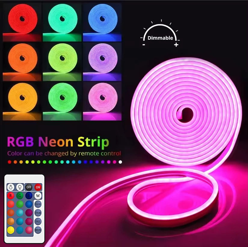 5V USB RGB Neon LED Strip Light 1M 2M 3M 4M 5M Waterproof LED Neon Strip With App and 44key Remote Control For Home Decor Lights