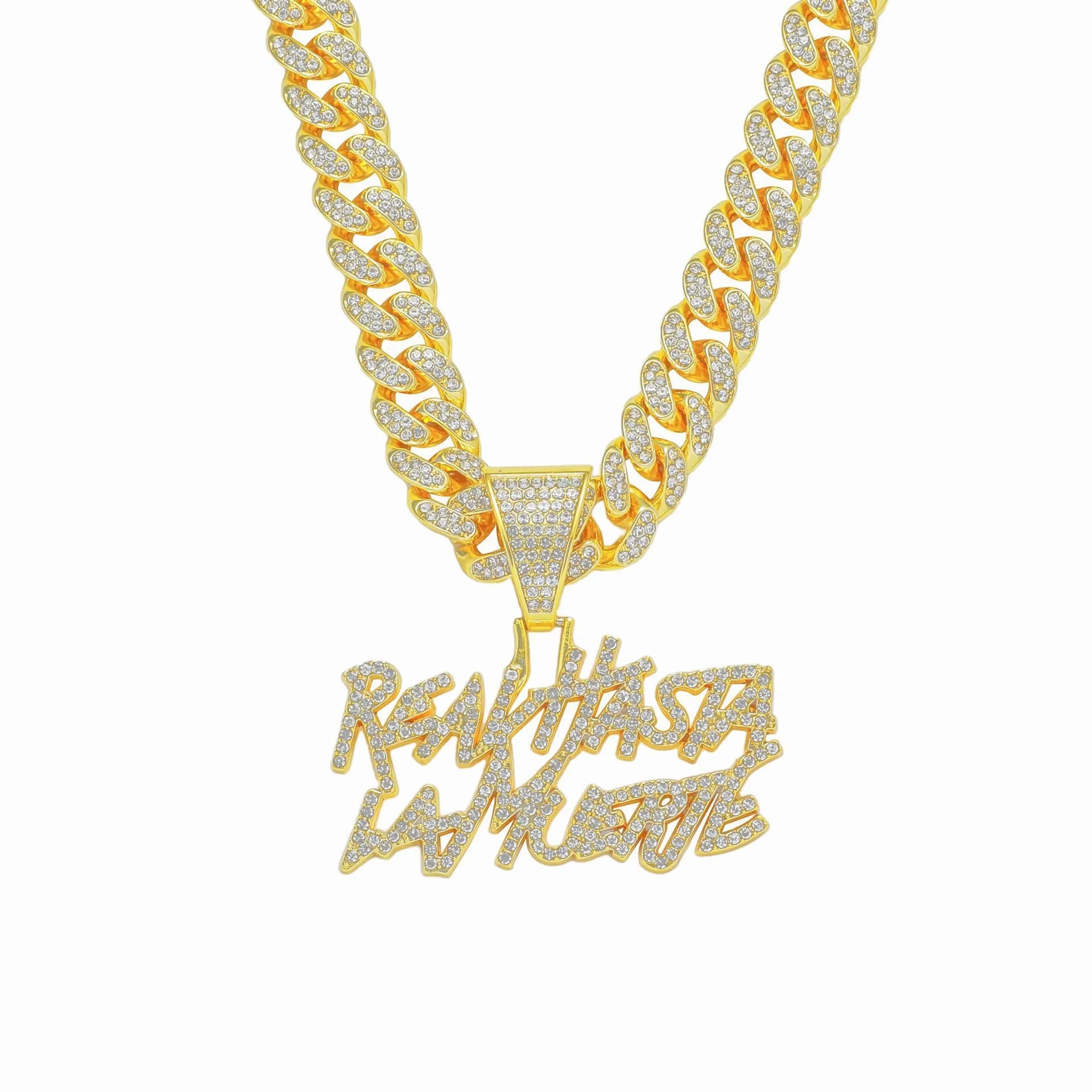 Hip Hop Letter Pendant Cuban Necklace For Men Shimmering Rhinestone Gold Silver Color Fashion Punk Style Party Jewelry Gift