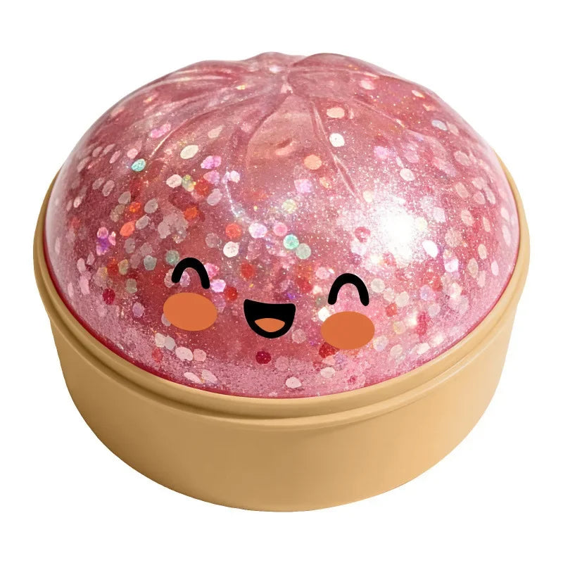 Colorful Dumpling Squishy Stress Relief Toy with Steamer Reusable Dough Ball Squeeze Rebound Sensory Fidget Toy Office Gift