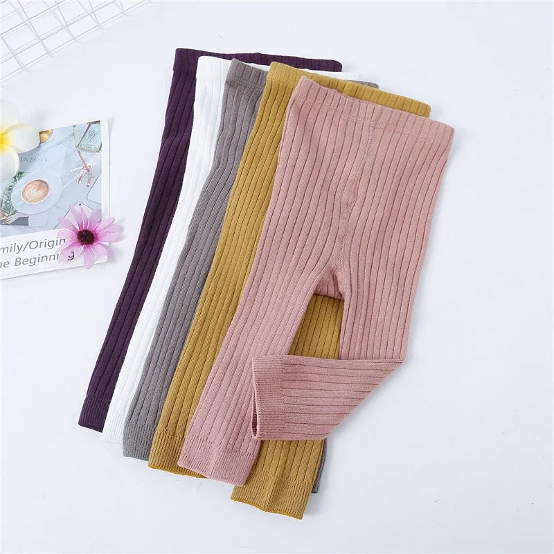 Kids Girl Knitted Pants Solid Leggings For Girls Tights Casual Children's Trousers Pantyhose For Girls Autumn Spring New