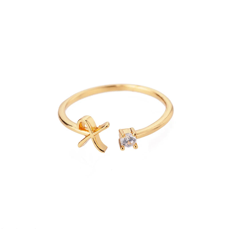 A-Z Initial Rings for Women Open Adjustable Stainless Steel Wedding Ring 2025 Trend Gold Color Couple Jewelry Accessories Gift