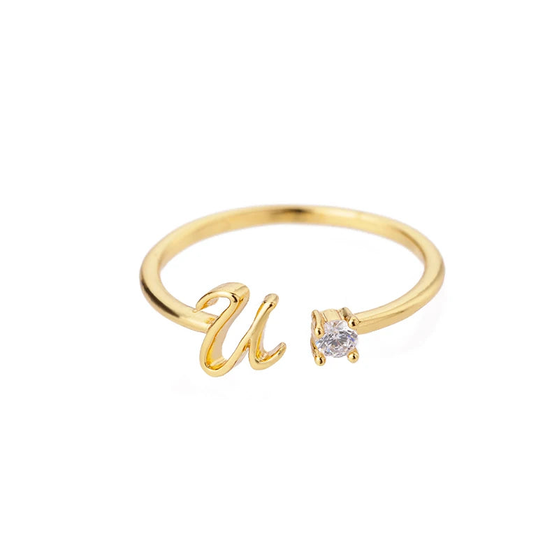 A-Z Initial Rings for Women Open Adjustable Stainless Steel Wedding Ring 2025 Trend Gold Color Couple Jewelry Accessories Gift