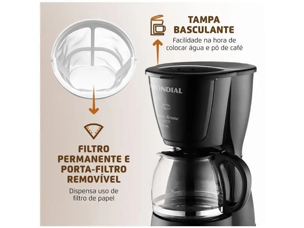 Electric Coffee maker Mondial Dolce Arome Black C-30-18X-FB 18 Cafes Black-110V