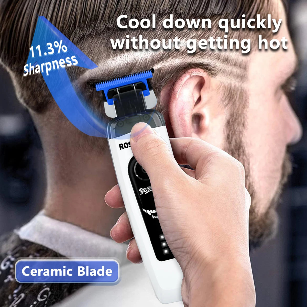 ROSYOUS RSpro-202 Hair Trimmer for Men DLC Blade T-Blade 8000RPM Brushless Motor with Base Charger 2000mAh Men's Barber Machine