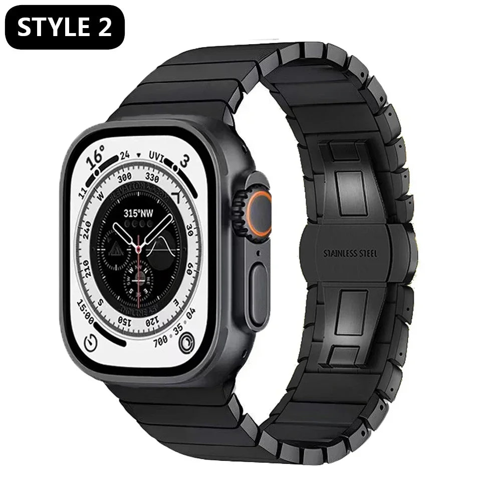 Titanium Color Link Bracelet for Apple Watch Ultra 2 49mm Series 9 8 7 Se 6 5 4 3 2 45mm 44mm 42mm Correa Watch Strap Band Belt