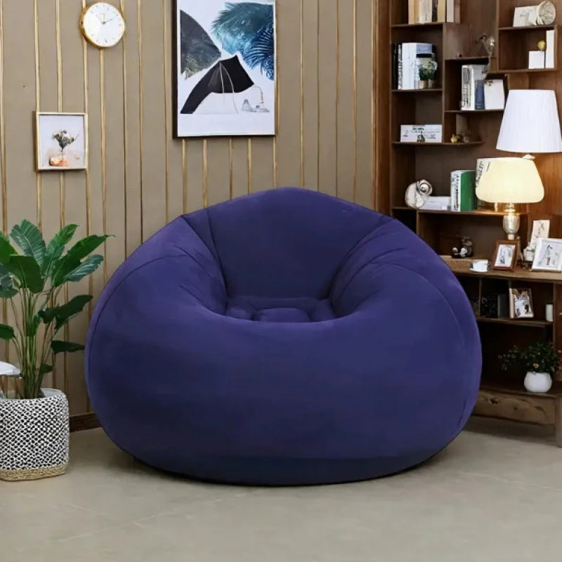 New Flocking Inflatable Lazy Sofa Single Bean Bag Shape Foldable Spherical Inflatable Multicolor Sofa Relaxing Comfortable Home