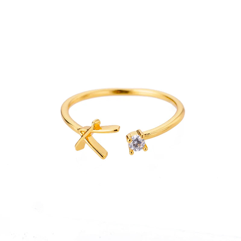 A-Z Initial Rings for Women Open Adjustable Stainless Steel Wedding Ring 2025 Trend Gold Color Couple Jewelry Accessories Gift