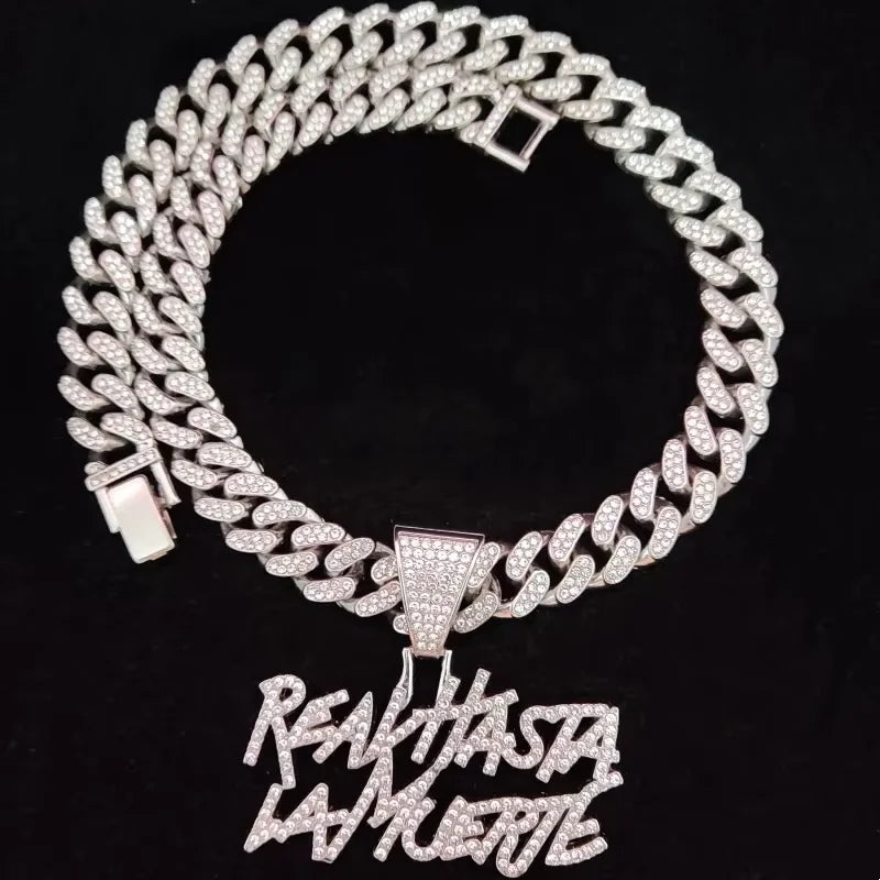 Hip Hop Letter Pendant Cuban Necklace For Men Shimmering Rhinestone Gold Silver Color Fashion Punk Style Party Jewelry Gift