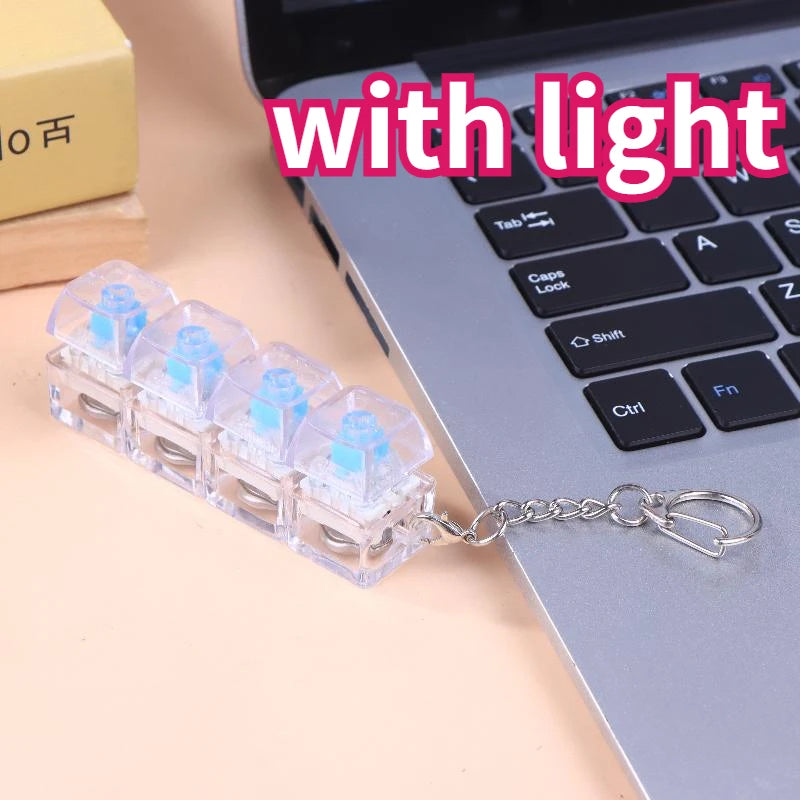 4/9 Keys Mechanical Keyboard Axis Tester LED Keyboard Key Toy Stress Relief DIY Button Keycap Fidget Keychain Toys Gift