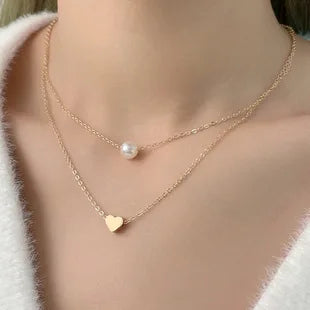 Minimalist Pearl Heart Butterfly Pendnat Clavicle Chain Women Temperament Elegant Jewelry Gifts For Her