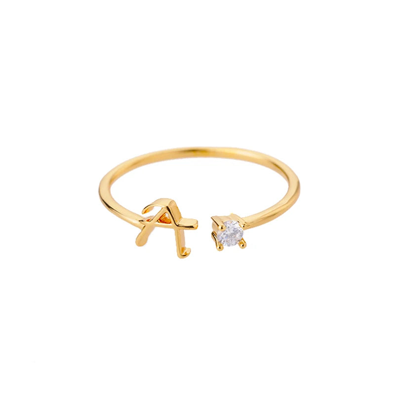 A-Z Initial Rings for Women Open Adjustable Stainless Steel Wedding Ring 2025 Trend Gold Color Couple Jewelry Accessories Gift