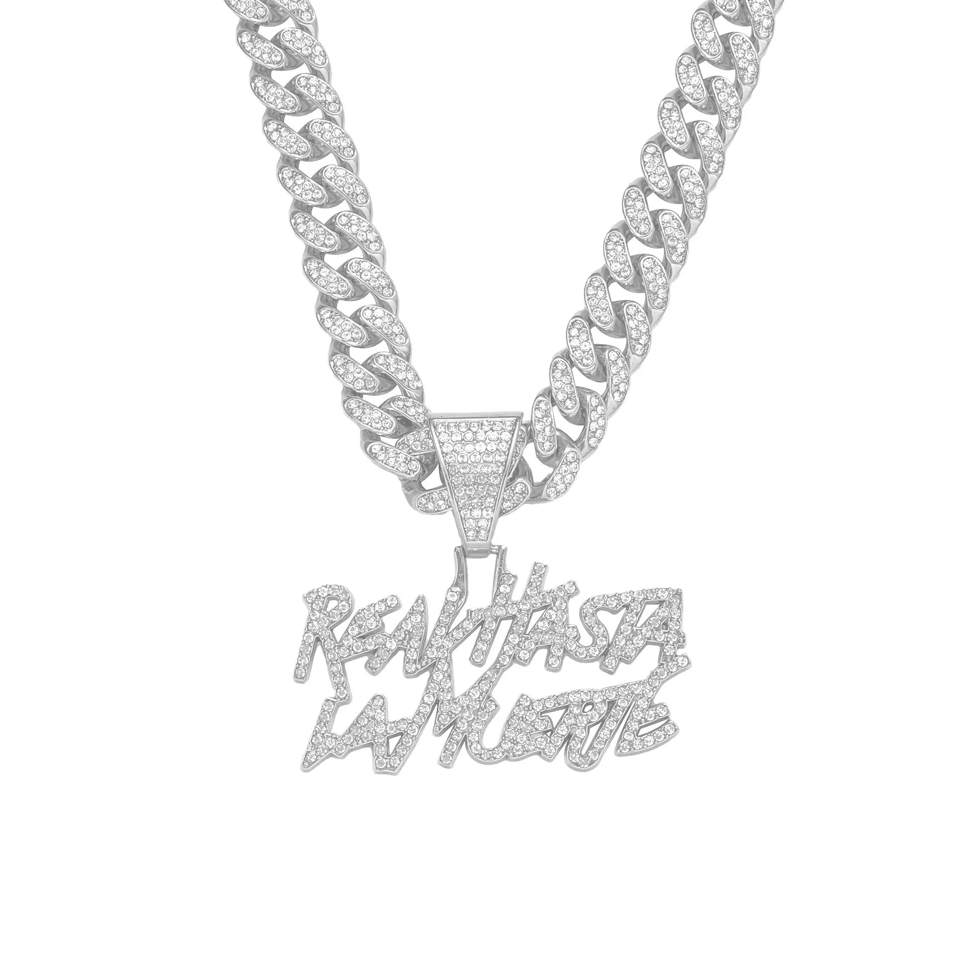 Hip Hop Letter Pendant Cuban Necklace For Men Shimmering Rhinestone Gold Silver Color Fashion Punk Style Party Jewelry Gift