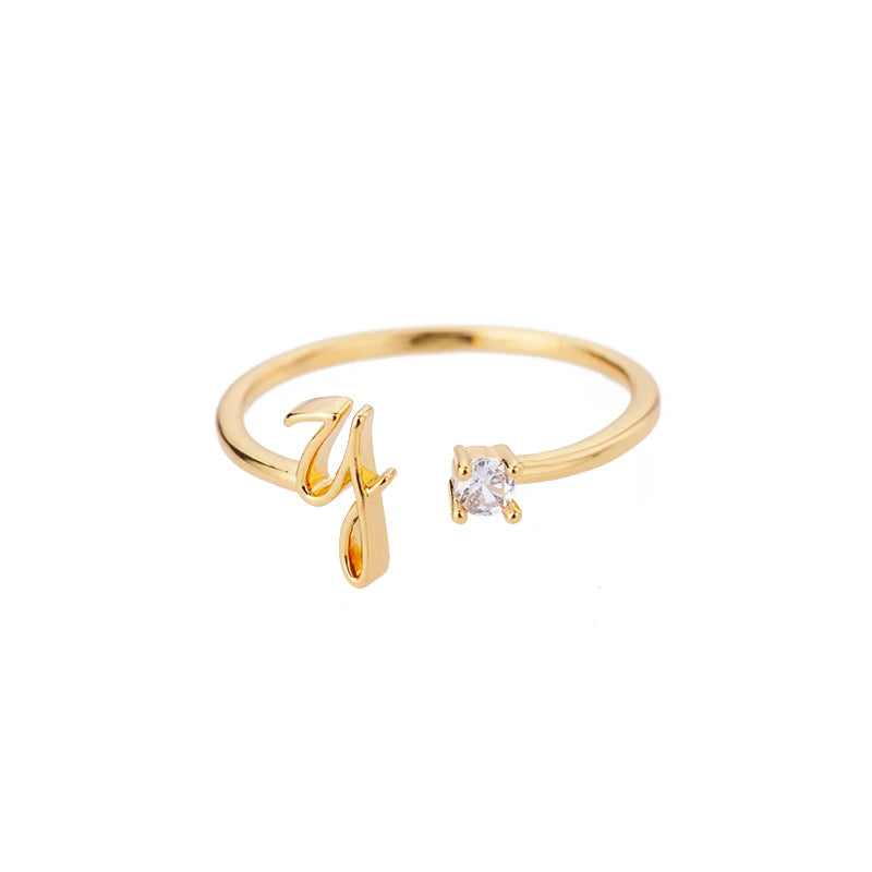 A-Z Initial Rings for Women Open Adjustable Stainless Steel Wedding Ring 2025 Trend Gold Color Couple Jewelry Accessories Gift